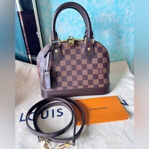 Louis Vuitton Brown Damier Ebene Alma BB Satchel with Gold Hardware